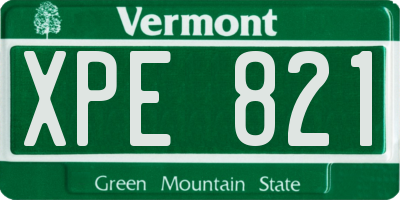 VT license plate XPE821