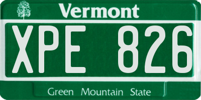 VT license plate XPE826
