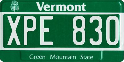 VT license plate XPE830