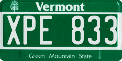 VT license plate XPE833