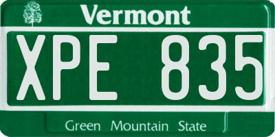 VT license plate XPE835