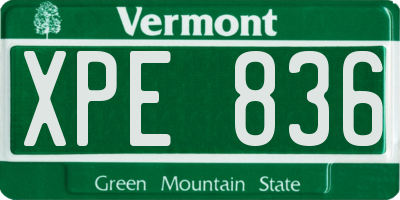 VT license plate XPE836