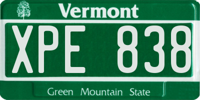 VT license plate XPE838