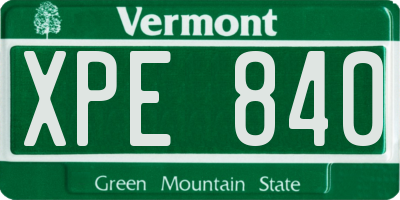 VT license plate XPE840