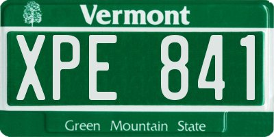 VT license plate XPE841