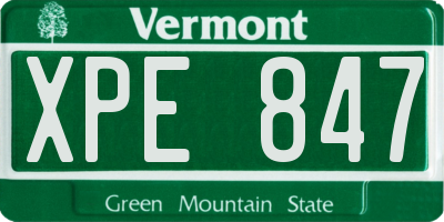 VT license plate XPE847
