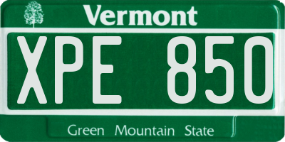 VT license plate XPE850
