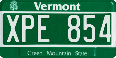 VT license plate XPE854