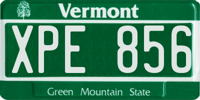 VT license plate XPE856