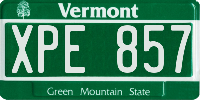 VT license plate XPE857