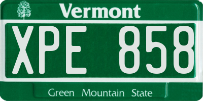 VT license plate XPE858