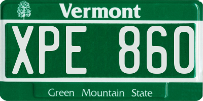 VT license plate XPE860