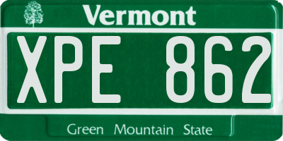VT license plate XPE862
