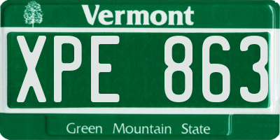 VT license plate XPE863