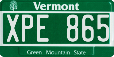 VT license plate XPE865