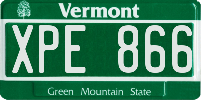VT license plate XPE866