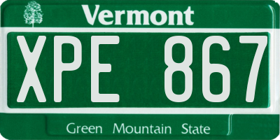 VT license plate XPE867