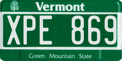 VT license plate XPE869