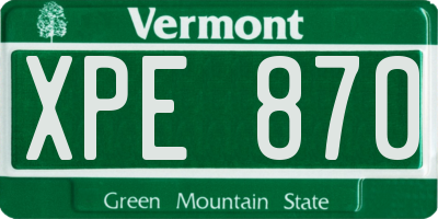 VT license plate XPE870