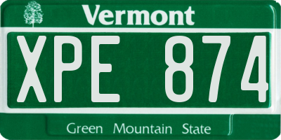 VT license plate XPE874
