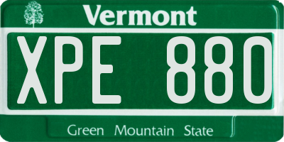 VT license plate XPE880