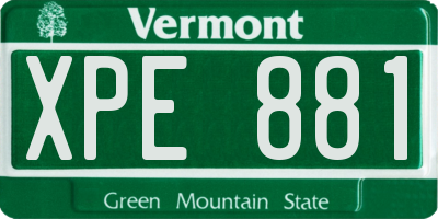 VT license plate XPE881