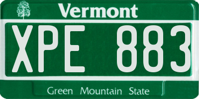 VT license plate XPE883