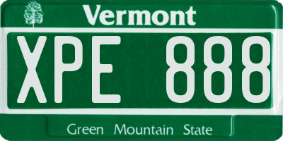 VT license plate XPE888