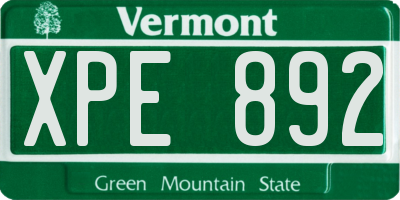 VT license plate XPE892