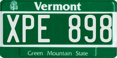 VT license plate XPE898