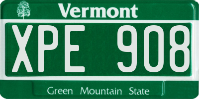 VT license plate XPE908