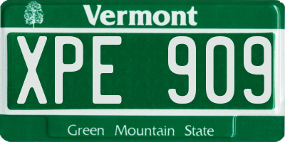 VT license plate XPE909