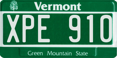 VT license plate XPE910