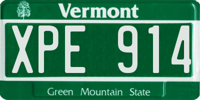VT license plate XPE914