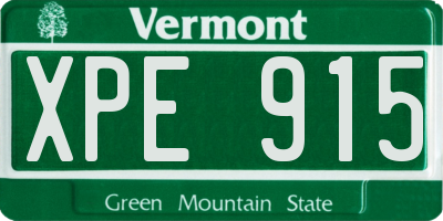VT license plate XPE915