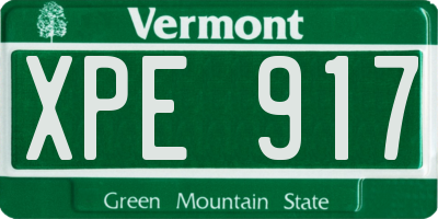 VT license plate XPE917