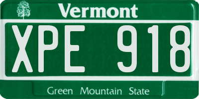VT license plate XPE918