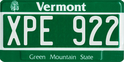 VT license plate XPE922