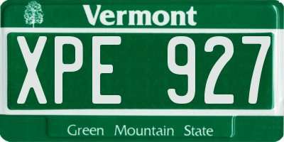 VT license plate XPE927