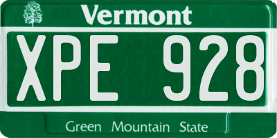 VT license plate XPE928