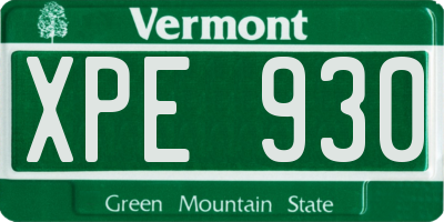 VT license plate XPE930