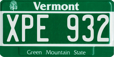 VT license plate XPE932