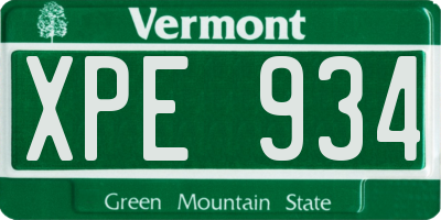 VT license plate XPE934