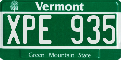VT license plate XPE935