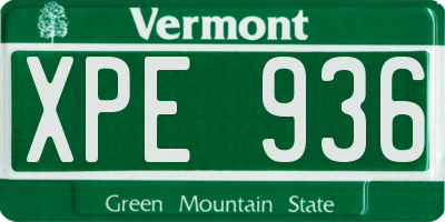 VT license plate XPE936
