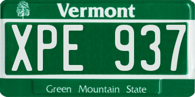 VT license plate XPE937