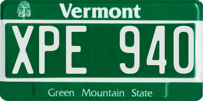 VT license plate XPE940