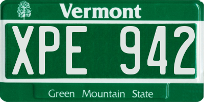 VT license plate XPE942