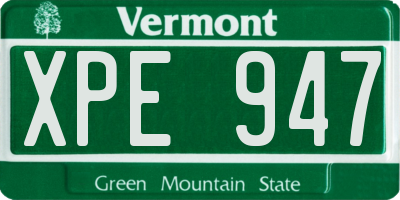 VT license plate XPE947