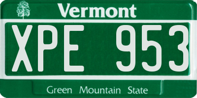 VT license plate XPE953
